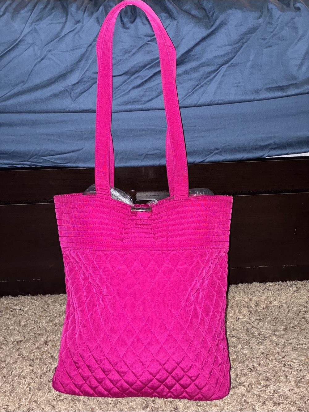 Vera Bradley Magenta Solid Quilted Tote Bag Shoulder Bag